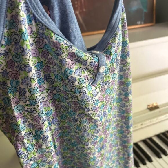 La Vie En Rose Blue and Purple Floral Slip Dress Small - Picture 9 of 14